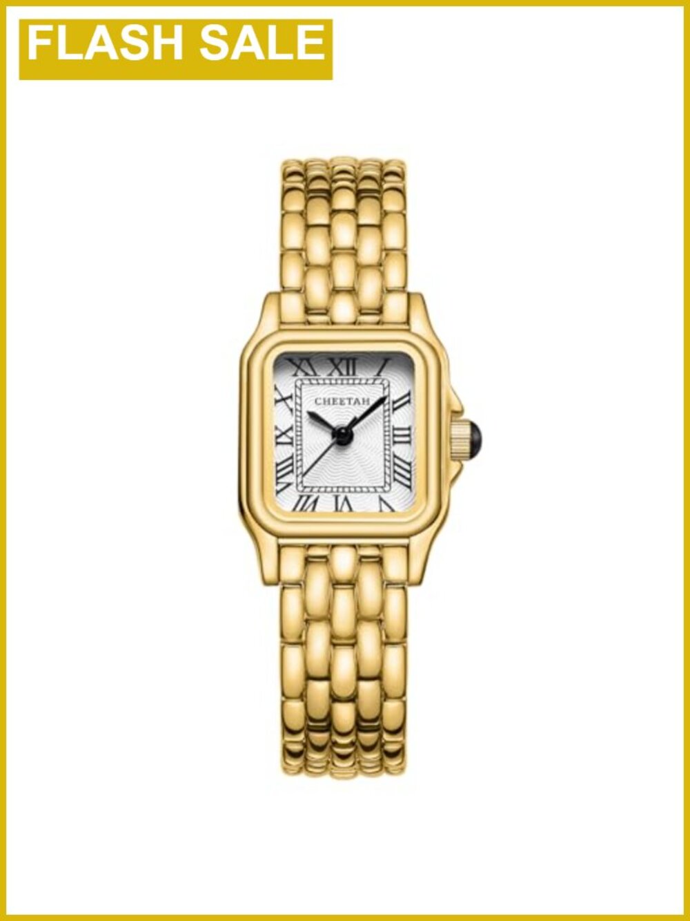 Gold Plated Watch for Women Small Rectangular Roman Dial Bracelet
